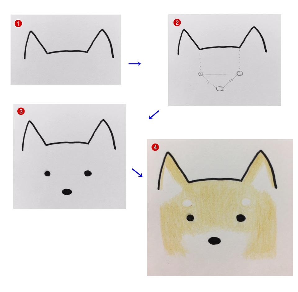 年賀状2018年戌年 かわいい犬のイラストを手書きで 簡単な書き方